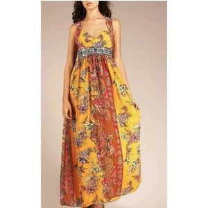 Arden B Maxi Dress Medium Vintage Y2K Sequined Paisley Multicolor Boho F…